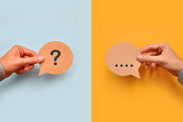Dialogue with questions and answers. The emergence of questions