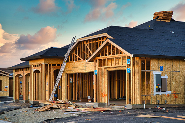 New construction of framing and roofing of residential home