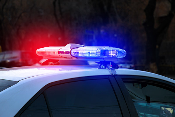 Police lights on police car.