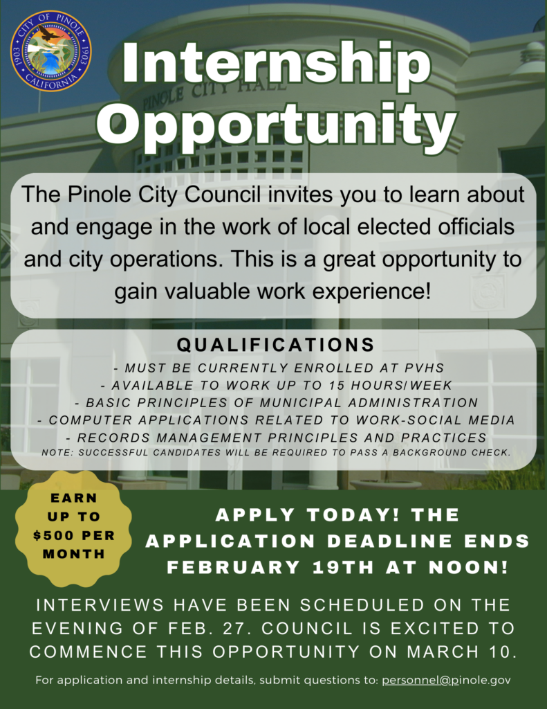 Careers to the City of Pinole