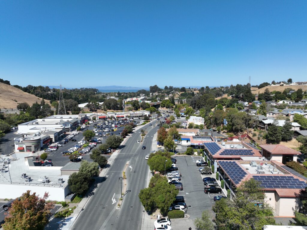 View of Pinole Valley Road from above. 