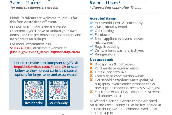 Dumpster Day flyer with text detail graphics