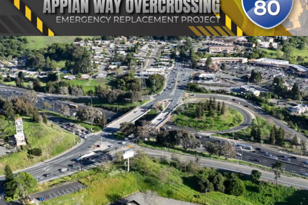 aerial view of Appian Way Overcrossing bridge