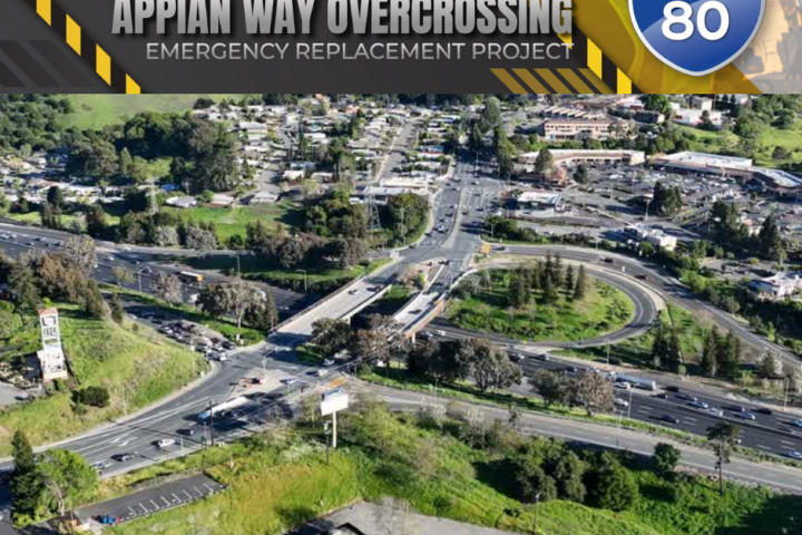 aerial view of Appian Way Overcrossing bridge